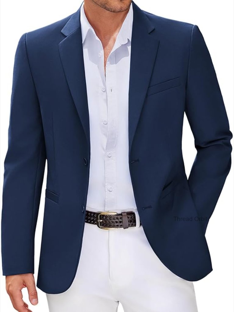 Slim Fit Two Button Blazer Sport Coat Lightweight Business Casual Suit Jacket